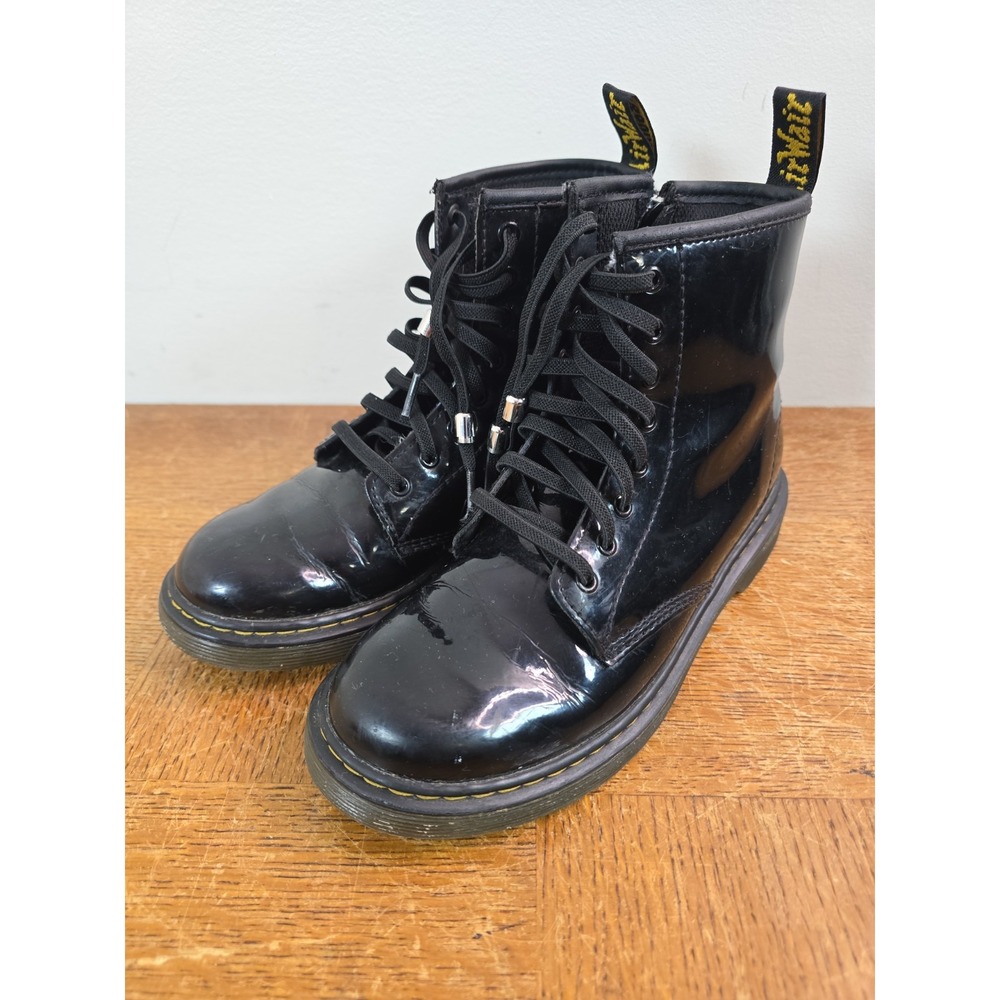 Dr Martens Junior 1460 Kids Patent Leather Boots Shoes Youth Size US3 EU34 Black